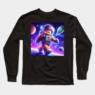 Roblox in a space suit on the moon Long Sleeve T-Shirt